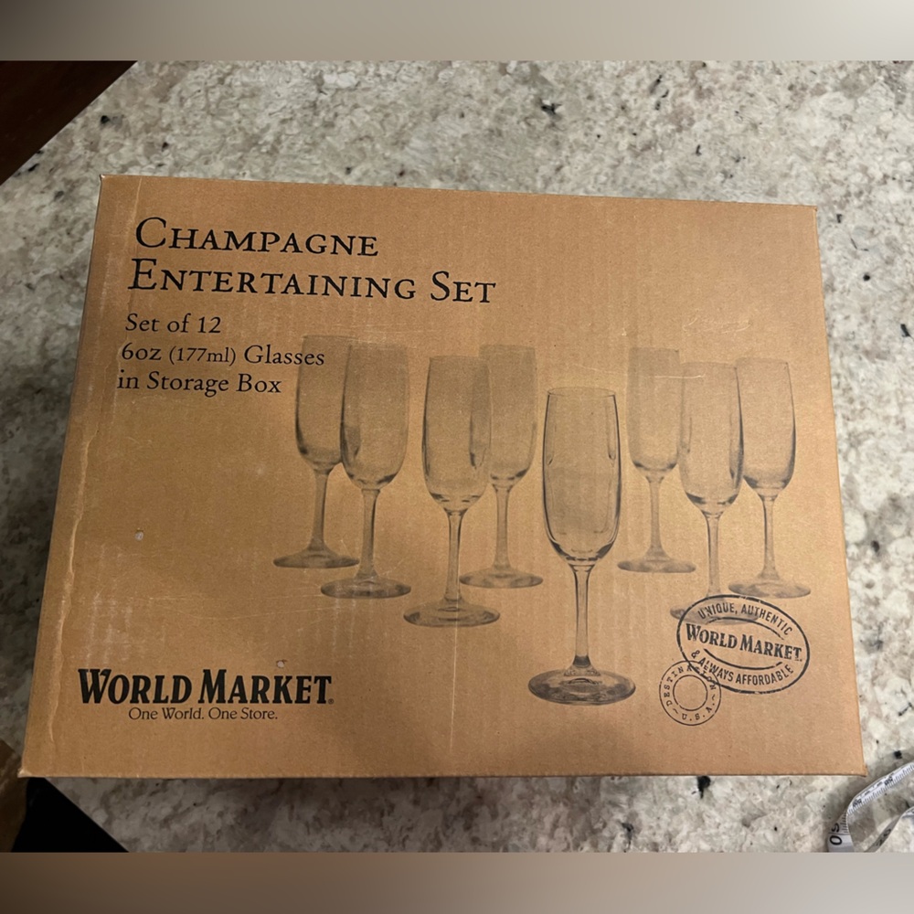 6 oz Cost Plus World Market Champagne Entertaining Set - Clear Set of 12